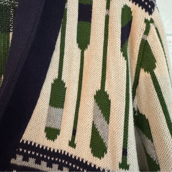 Merona Men’s Cardigan Sweater XL | Paddle Oar Nautical Print $20 - Picture 2 of 6